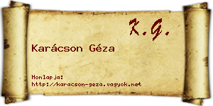 Karácson Géza névjegykártya