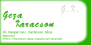 geza karacson business card