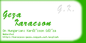 geza karacson business card